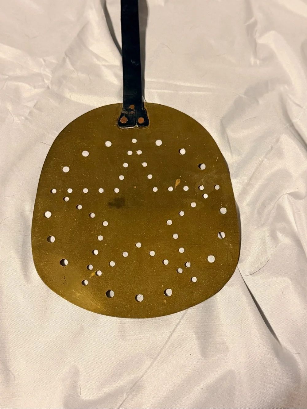 Vintage Brass Skimmer Strainer | Rustic Farmhouse Kitchen Wall Decor | Primitive